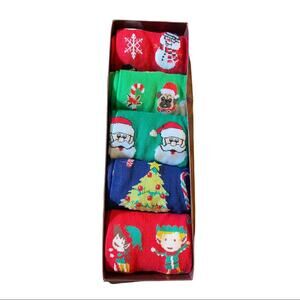 Sock Society Merry Christmas Holiday NIB 5 Pairs Unisex Crew Cotton Socks